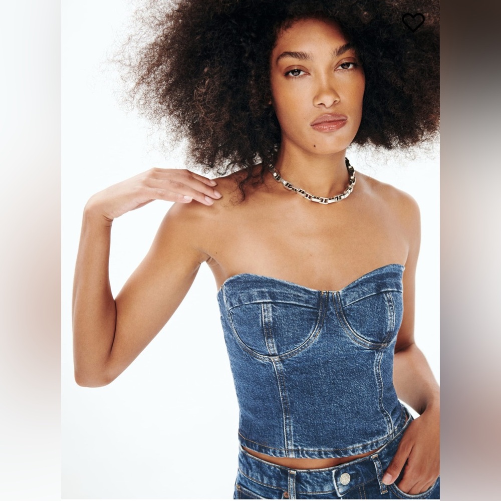 Reformation Andi Denim Bustier Top